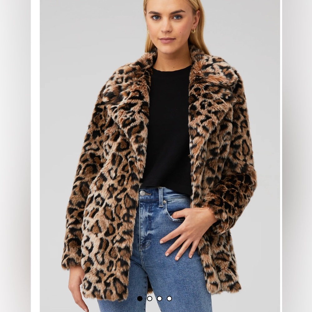 Free People Lola Coat Faux Leopard Fur